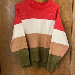 a new day Red and White Crew Neck Sweater